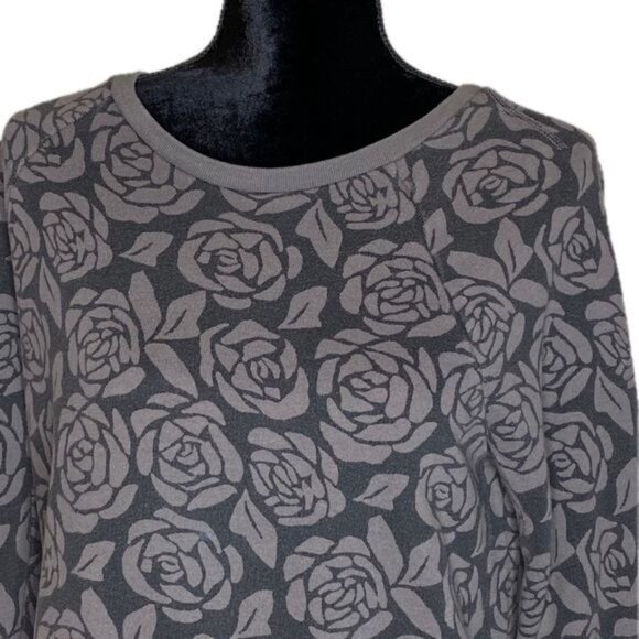 Abercrombie & Fitch Womens Gray Floral Long Sleeve Cropped Sweatshirt Size L - Picture 3 of 8